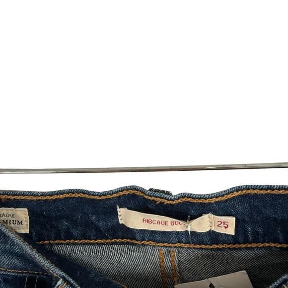Levis Ribcage Boot Jeans Turn Up Dark Wash High Rise Button Fly NEW Womens 25 - Picture 5 of 11